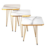 Square Metal Legs Table Set with Golden Border – 3 Pcs - AlifdukanMini Supplier types here :)