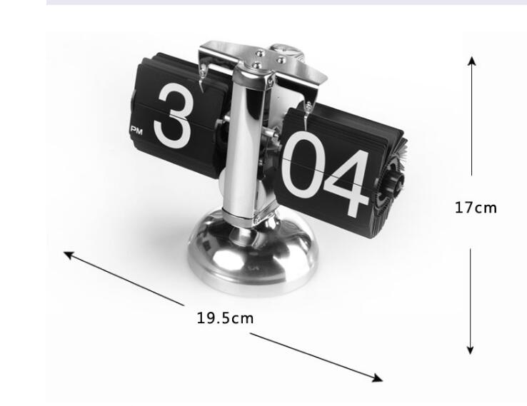 Black Retro Flip Clock-Internal Gear Operated Flip Home Clock