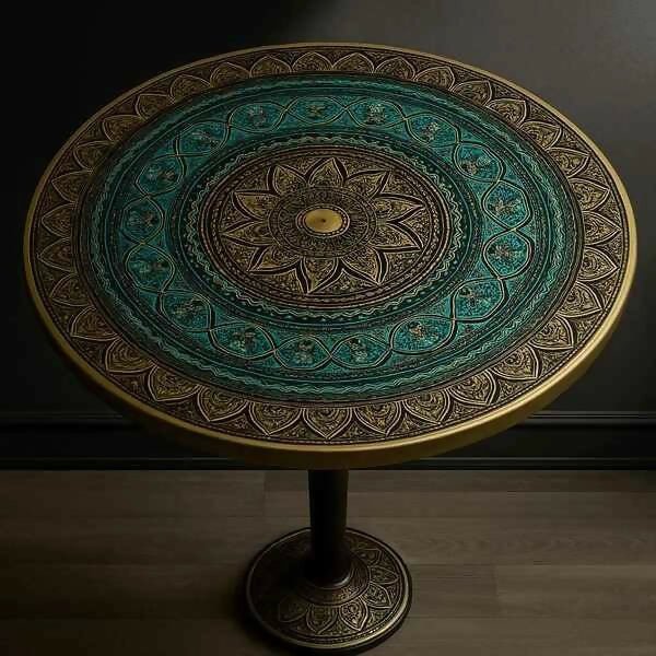 18 inch Handpainted Round wooden table, coffee, bedside, console, corner, dining - AlifdukanPk Trendyhub types here :)