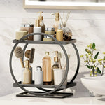 2-Tier Metal Tray Round Metal Organizer