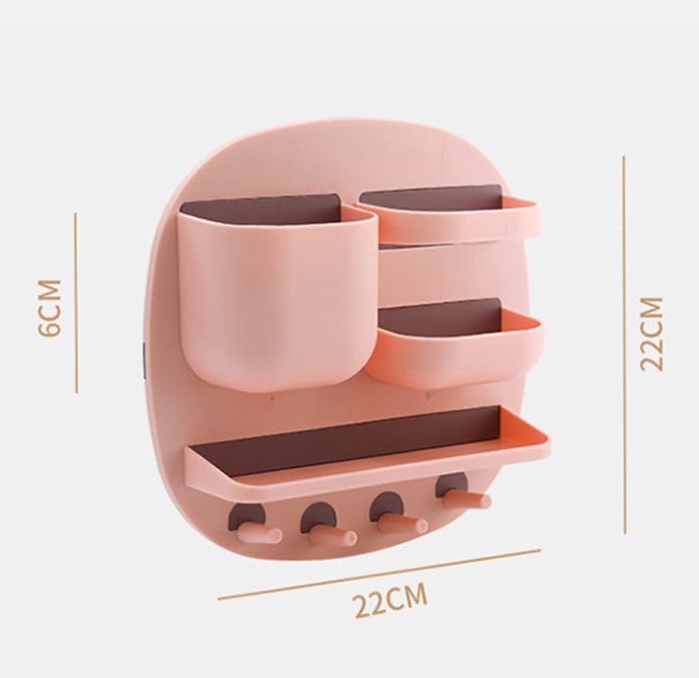 Self-Adhesive Remote Control Storage Box Wall-Mounted for Home, Office, Remote, Pen, Key, Toothbrush, Phone Charging Mini Storage Boxes Multi-functional Creative Storage Shelves (PINK)