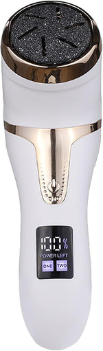 Electric Foot Callus Remover, LCD Display Electric Foot Grinder Multifunctional with 3 Grinding Heads for Pedicure Shop (White)