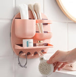 Self-Adhesive Remote Control Storage Box Wall-Mounted for Home, Office, Remote, Pen, Key, Toothbrush, Phone Charging Mini Storage Boxes Multi-functional Creative Storage Shelves (PINK)