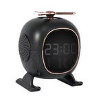 Overa Alarm Clock Radio, Fast Wireless Phone Charger with Bluetooth, Wall Clock Fan Alarm Speaker Sound USB Port, Dual Alarm, Sleep Timer, Snooze, Dimmer (White)