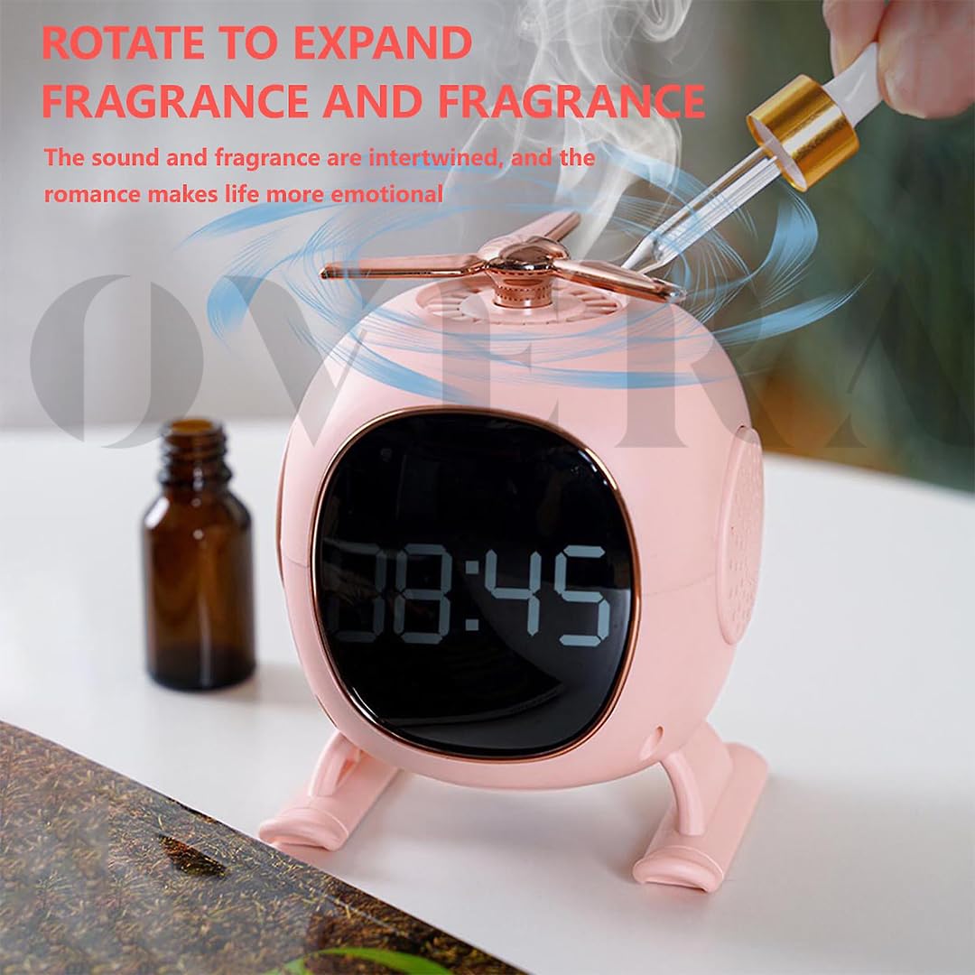 Overa Alarm Clock Radio, Fast Wireless Phone Charger with Bluetooth, Wall Clock Fan Alarm Speaker Sound USB Port, Dual Alarm, Sleep Timer, Snooze, Dimmer (White)