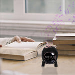 Overa Alarm Clock Radio, Fast Wireless Phone Charger with Bluetooth, Wall Clock Fan Alarm Speaker Sound USB Port, Dual Alarm, Sleep Timer, Snooze, Dimmer (White)