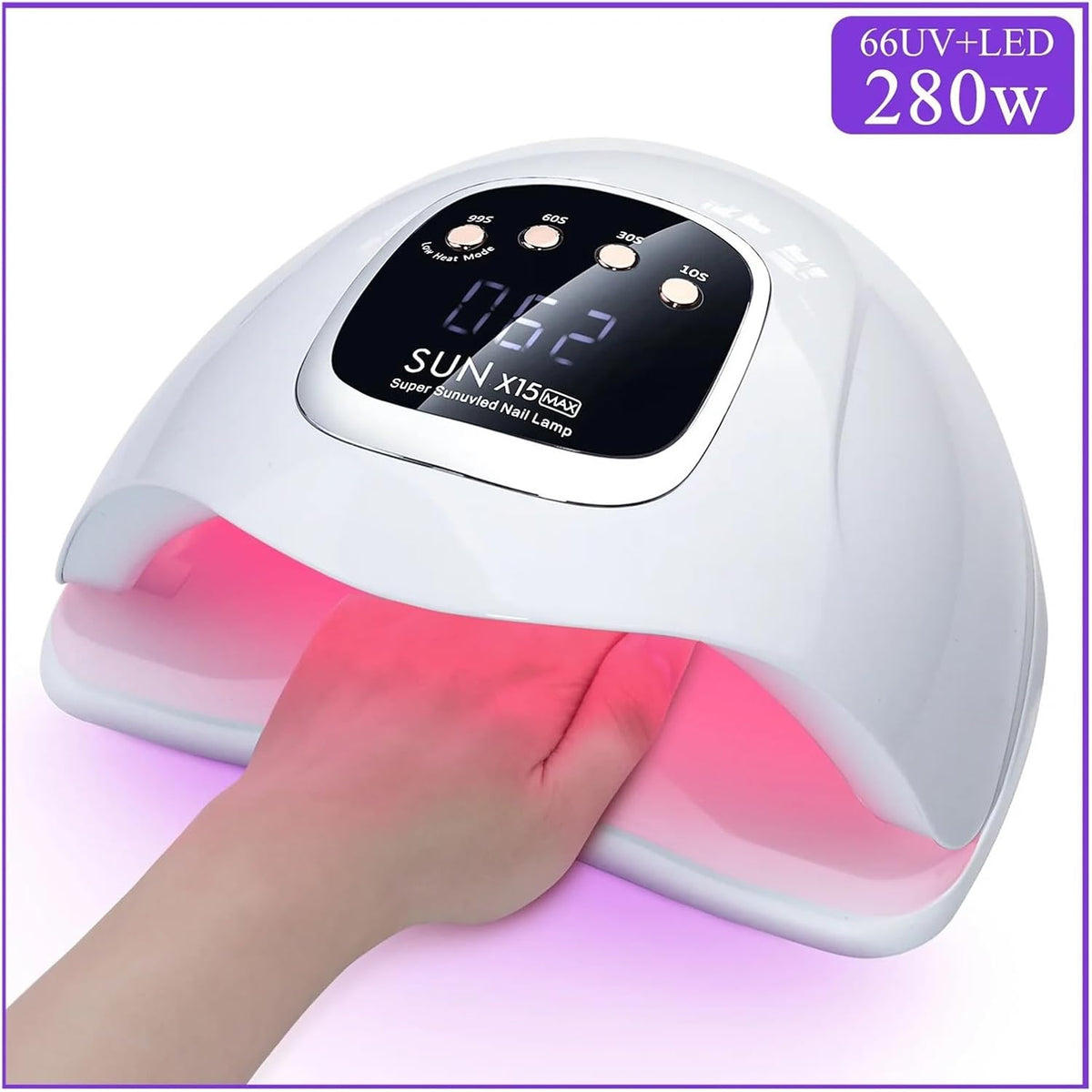 Sun X15 MAX High-Power Nail Drying Lamp for Gel Nails 280W 66LEDS Gel Polish Drying Machine with Auto Sensor UV LED Nail Lamp