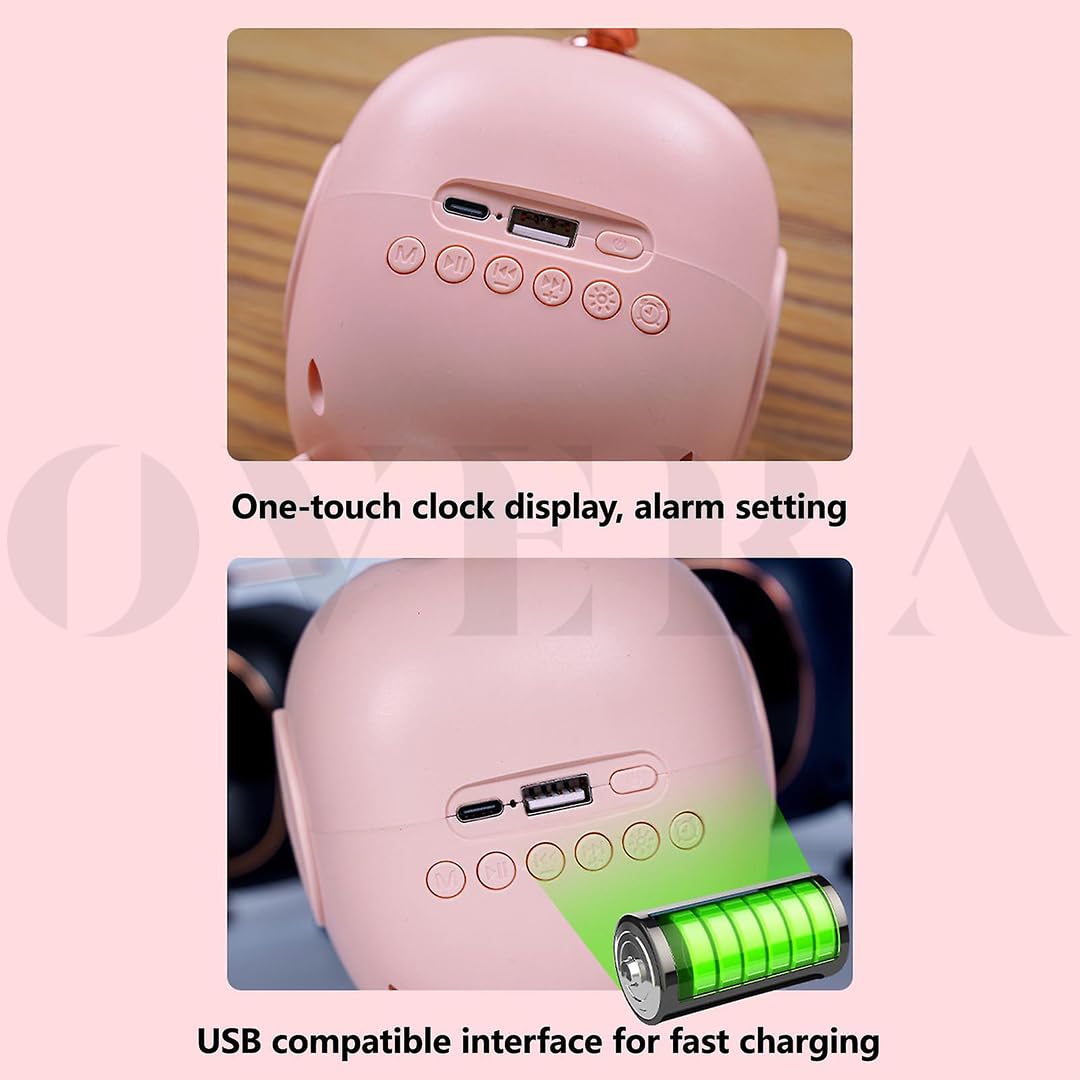 Overa Alarm Clock Radio, Fast Wireless Phone Charger with Bluetooth, Wall Clock Fan Alarm Speaker Sound USB Port, Dual Alarm, Sleep Timer, Snooze, Dimmer (White)