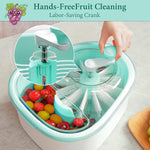 Fruit Cleaner Spinner, Fruit and Vegetable Washing Machine with Brush, Fruit and Vegetable Cleaner with Colander and Bowl, Fruit Washer Spinner Scrubber, Kitchen Home Essentials (Sky Blue)