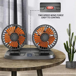 Universal Dual-Head USB Car Fan - 5V/12V/24V, 2-Speed Settings for Efficient Auto Cooling & Ventilation
