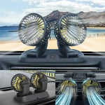 Universal Dual-Head USB Car Fan - 5V/12V/24V, 2-Speed Settings for Efficient Auto Cooling & Ventilation