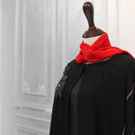 Black silk with chiffon motive Abaya - AlifdukanZoyera.pk types here :)