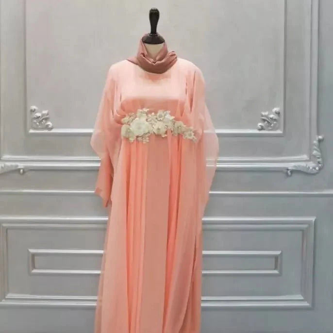 Dusty pink Flower Dress /Abaya - AlifdukanZoyera.pk types here :)