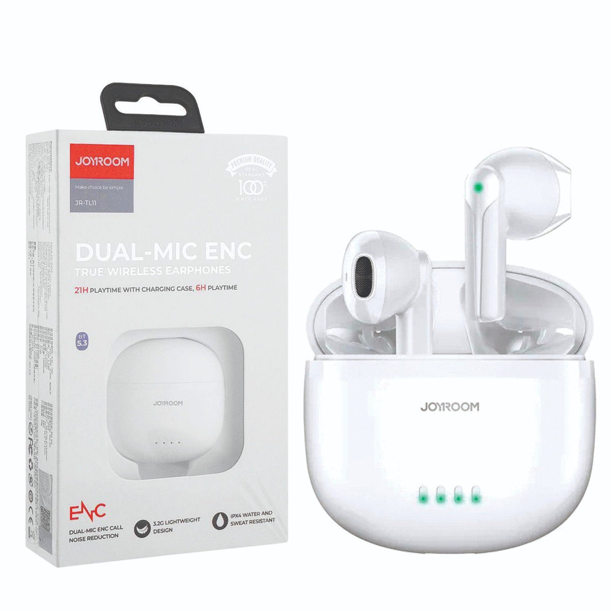 Joyroom Jr - Tl11 Dual - Mic Enc True Wireless Earphones White - AlifdukanAlifdukan types here :)