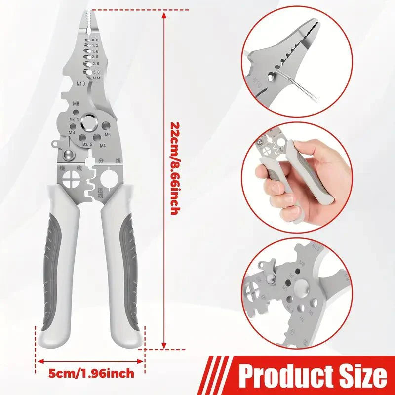 Multifunctional Wire Stripper Pliers - Stainless Steel Ergonomic Grip, No Assembly Required, Portable Cable Stripper & Crimper Tool for Electricians - AlifdukanEver Green types here :)
