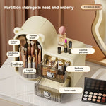 Rotating 360° Makeup Organizer Box Dust-Proof Beauty All in One Cute Bear Box
