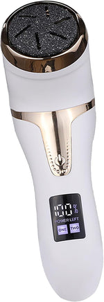 Electric Foot Callus Remover, LCD Display Electric Foot Grinder Multifunctional with 3 Grinding Heads for Pedicure Shop (White)
