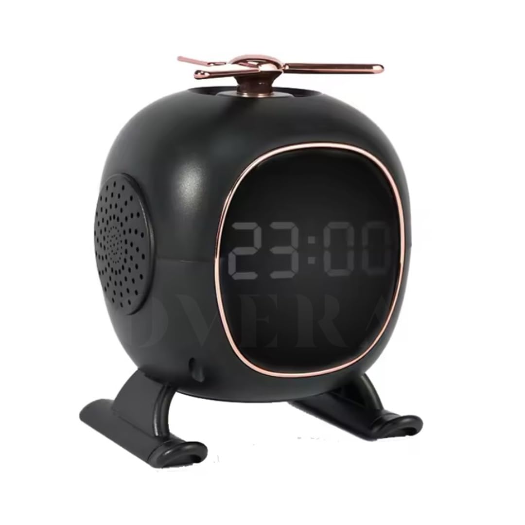 Overa Alarm Clock Radio, Fast Wireless Phone Charger with Bluetooth, Wall Clock Fan Alarm Speaker Sound USB Port, Dual Alarm, Sleep Timer, Snooze, Dimmer (White)