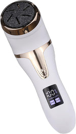 Electric Foot Callus Remover, LCD Display Electric Foot Grinder Multifunctional with 3 Grinding Heads for Pedicure Shop (White)