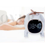 Overa Alarm Clock Radio, Fast Wireless Phone Charger with Bluetooth, Wall Clock Fan Alarm Speaker Sound USB Port, Dual Alarm, Sleep Timer, Snooze, Dimmer (White)