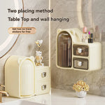 Rotating 360° Makeup Organizer Box Dust-Proof Beauty All in One Cute Bear Box