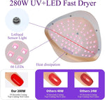 Sun X15 MAX High-Power Nail Drying Lamp for Gel Nails 280W 66LEDS Gel Polish Drying Machine with Auto Sensor UV LED Nail Lamp