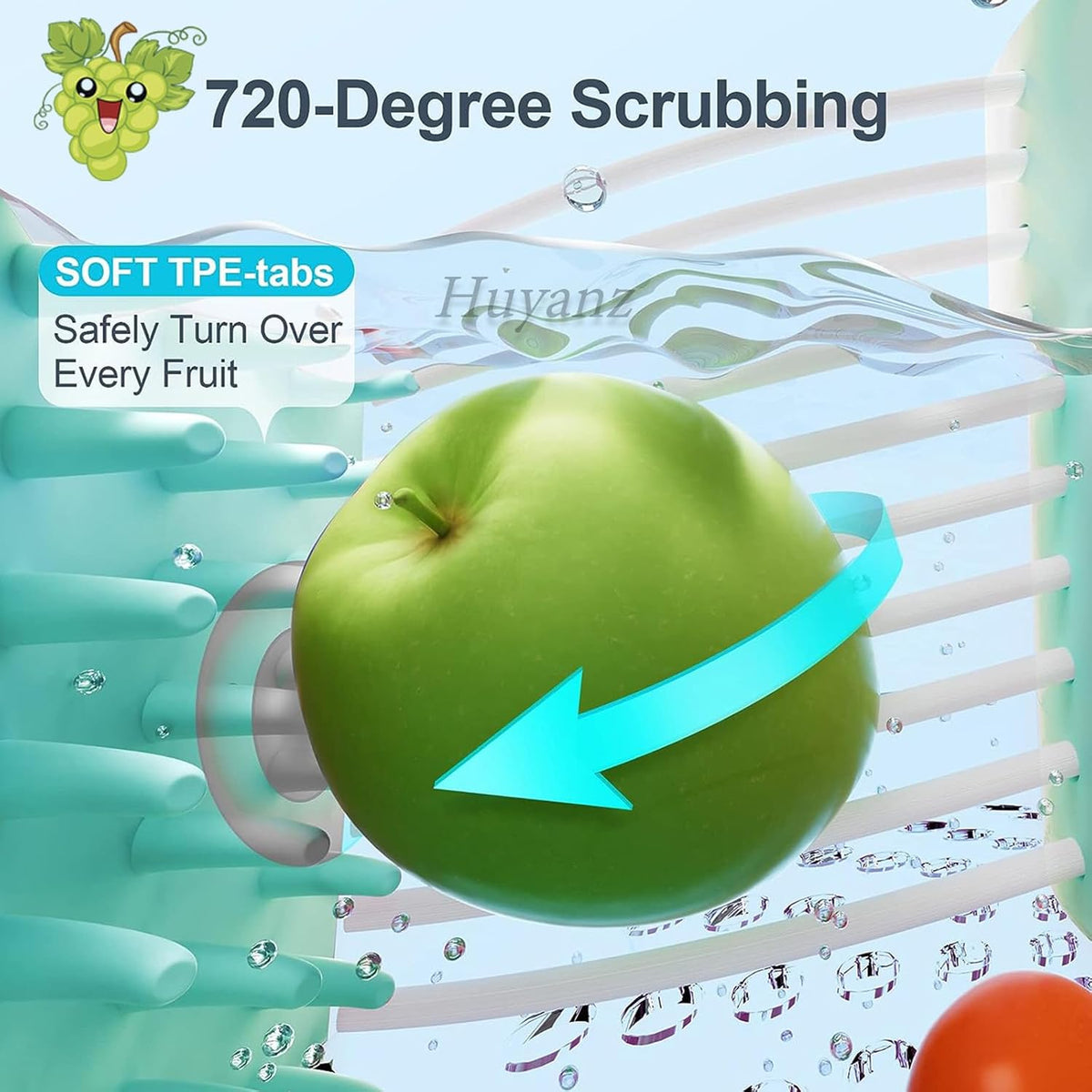 Fruit Cleaner Spinner, Fruit and Vegetable Washing Machine with Brush, Fruit and Vegetable Cleaner with Colander and Bowl, Fruit Washer Spinner Scrubber, Kitchen Home Essentials (Sky Blue)