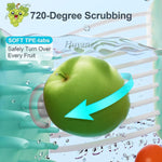 Fruit Cleaner Spinner, Fruit and Vegetable Washing Machine with Brush, Fruit and Vegetable Cleaner with Colander and Bowl, Fruit Washer Spinner Scrubber, Kitchen Home Essentials (Sky Blue)