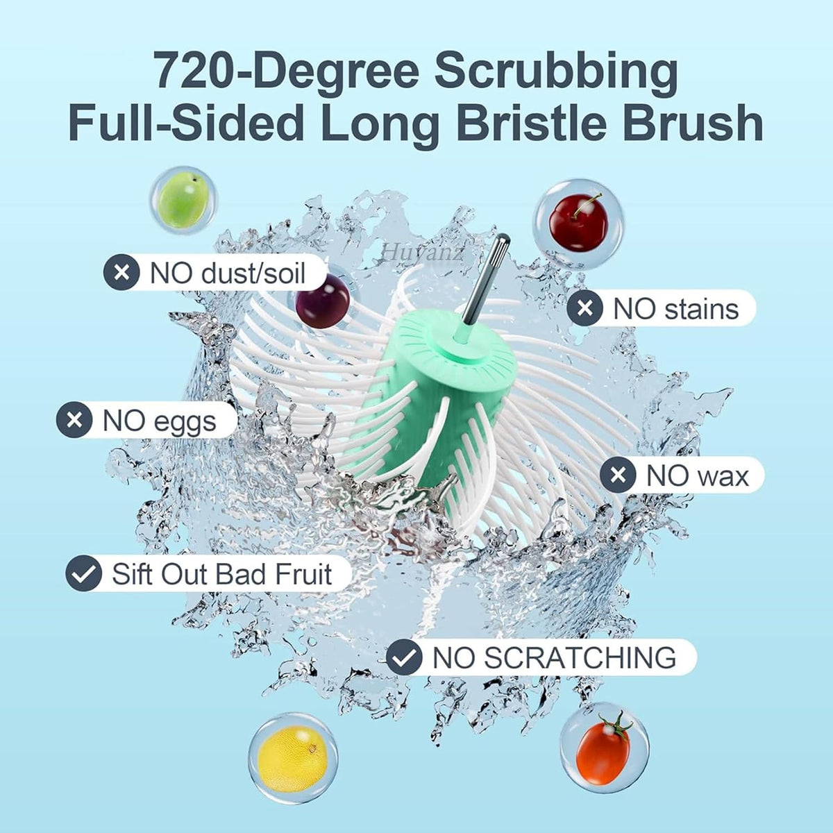 Fruit Cleaner Spinner, Fruit and Vegetable Washing Machine with Brush, Fruit and Vegetable Cleaner with Colander and Bowl, Fruit Washer Spinner Scrubber, Kitchen Home Essentials (Sky Blue)