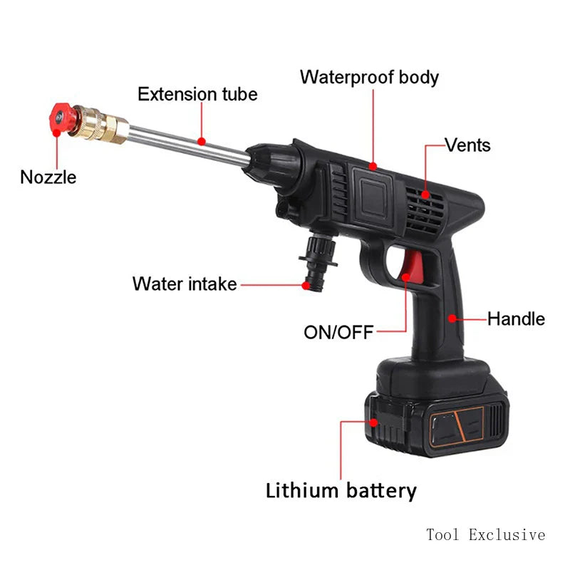 Electric High Pressure Washer Rechargeable Car Wash Gun Cordless Electric Water Gun Foam Machine for Makita 12V/24V/48V Battery