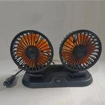 Universal Dual-Head USB Car Fan - 5V/12V/24V, 2-Speed Settings for Efficient Auto Cooling & Ventilation