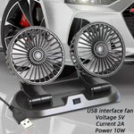 Universal Dual-Head USB Car Fan - 5V/12V/24V, 2-Speed Settings for Efficient Auto Cooling & Ventilation