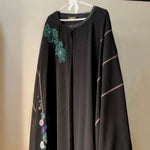 Black silk with chiffon motive Abaya - AlifdukanZoyera.pk types here :)