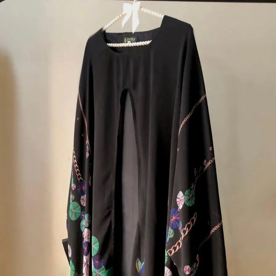 Black silk with Chiffon Shrug Abaya - AlifdukanZoyera.pk types here :)
