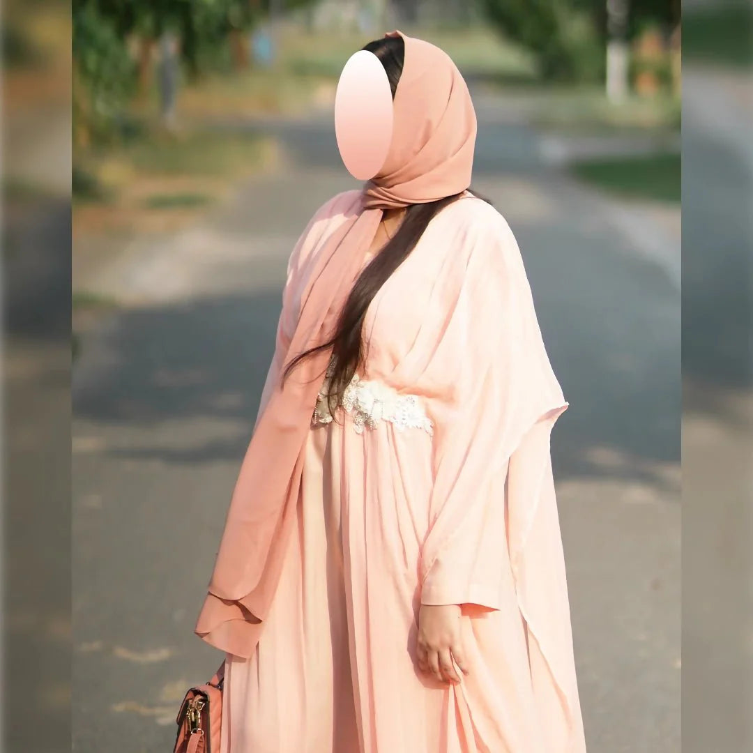 Dusty pink Flower Dress /Abaya - AlifdukanZoyera.pk types here :)