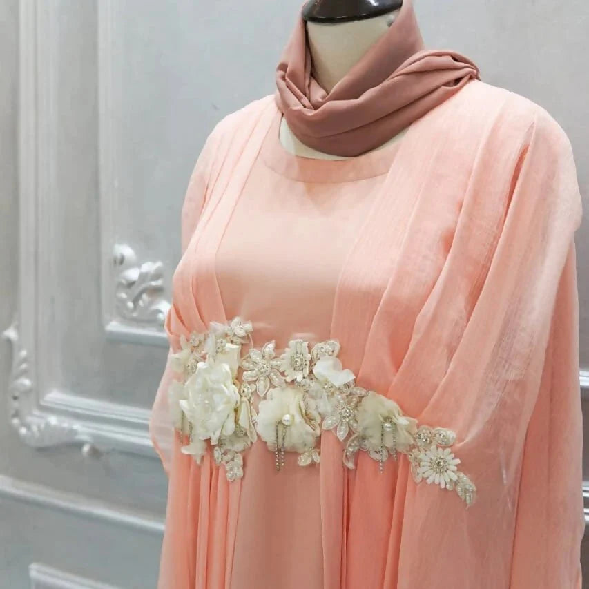 Dusty pink Flower Dress /Abaya - AlifdukanZoyera.pk types here :)