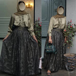 High Waist Black Green Printed Skirt/Shirt - AlifdukanZoyera.pk types here :)