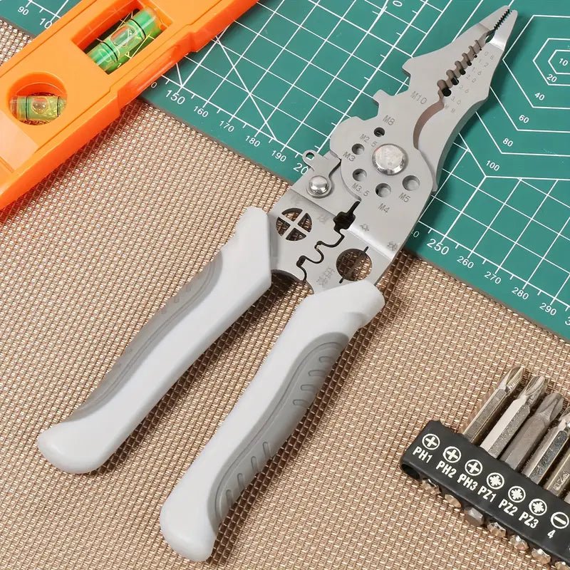 Multifunctional Wire Stripper Pliers - Stainless Steel Ergonomic Grip, No Assembly Required, Portable Cable Stripper & Crimper Tool for Electricians - AlifdukanEver Green types here :)