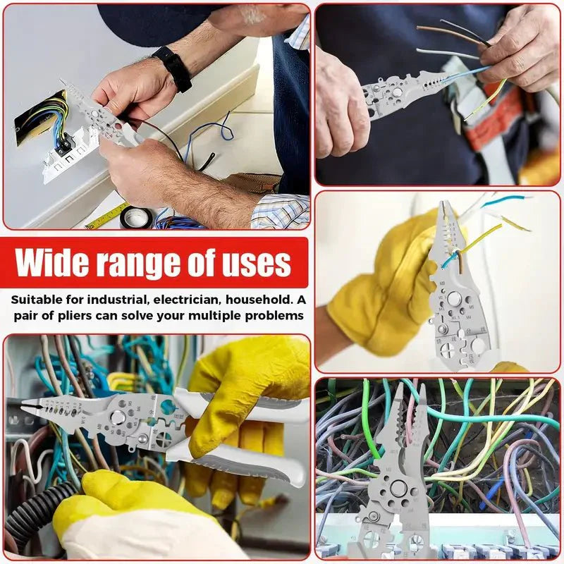 Multifunctional Wire Stripper Pliers - Stainless Steel Ergonomic Grip, No Assembly Required, Portable Cable Stripper & Crimper Tool for Electricians - AlifdukanEver Green types here :)