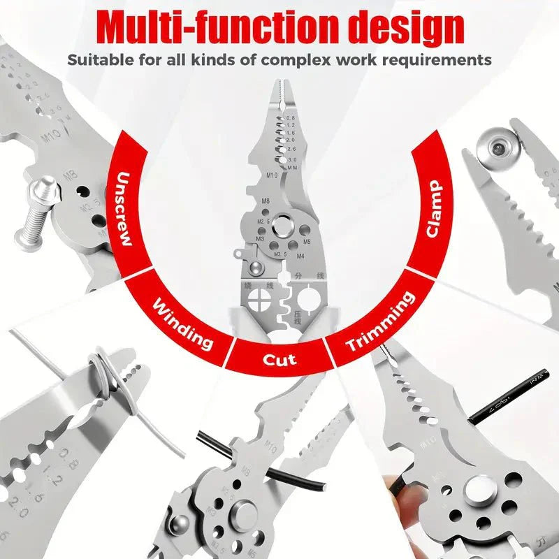 Multifunctional Wire Stripper Pliers - Stainless Steel Ergonomic Grip, No Assembly Required, Portable Cable Stripper & Crimper Tool for Electricians - AlifdukanEver Green types here :)