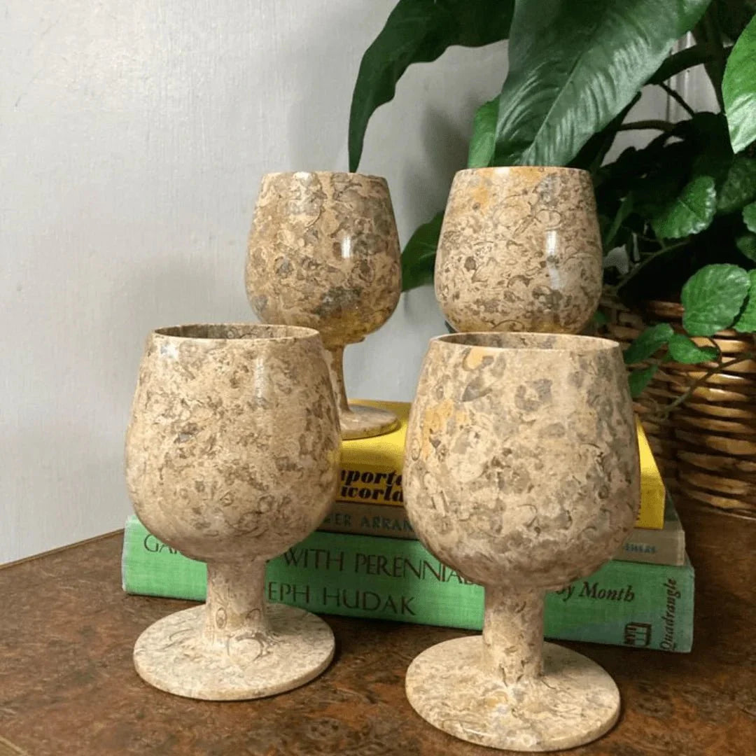 Piece Brown Glass Set, Marble Glasses, Stunning Coral Glass Set, Marble Glass Set, Marble Showpiece. - AlifdukanAlifdukan types here :)