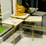 Square Metal Legs Table Set with Golden Border – 3 Pcs - AlifdukanMini Supplier types here :)