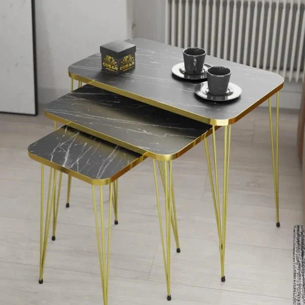 Square White/Black Side Table Set /Coffee - AlifdukanAlifdukan types here :)