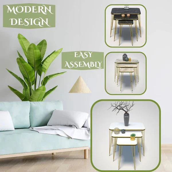 Square White/Black Side Table Set /Coffee - AlifdukanAlifdukan types here :)