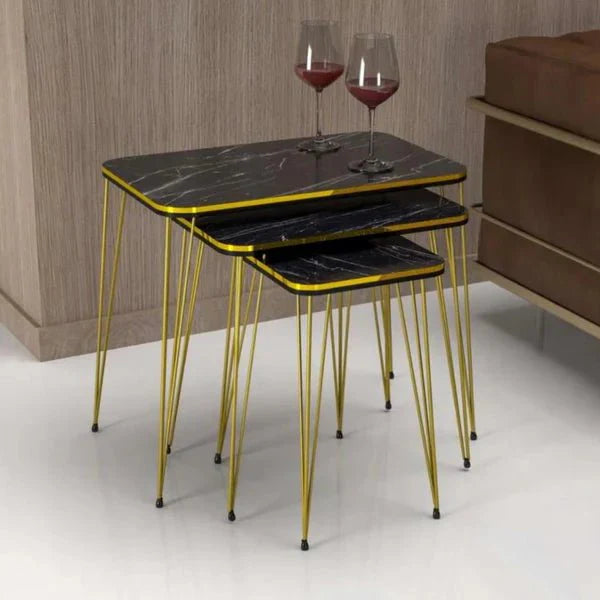 Square White/Black Side Table Set /Coffee - AlifdukanAlifdukan types here :)